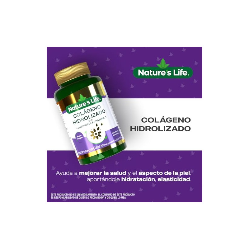 Nature Life Colágeno Hidrolizado Puro Ornitina Vitamina Suplemento Alimenticio Piel