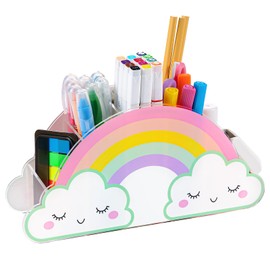 MeCids Bleistift Halter für Schreibtisch, Acryl Stift Halter Regenbogen Versorgungs Caddy für Home Office Desktop Lagerung Briefpapier Zubehör Organizer