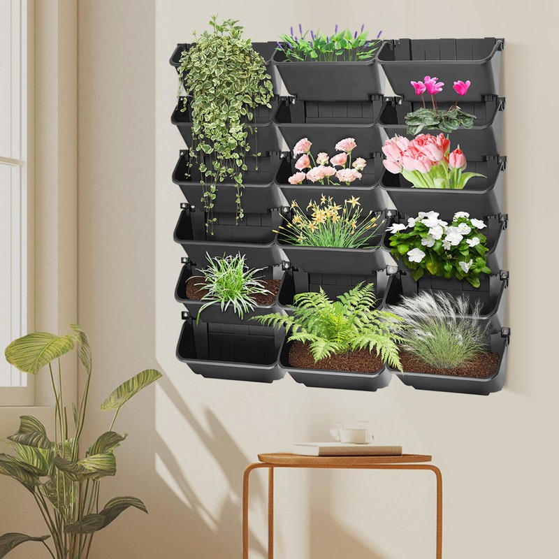 18Pcs Vertical Wall Planter, 13 inch Wall Mounted Garden Planters,