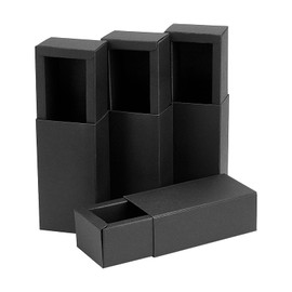 BENECREAT Pack of 12 Black Kraft Paper Drawer Box Gift Box for Christmas, Wedding and Party Favours, 10.3 x 5.35 x 3.6 cm