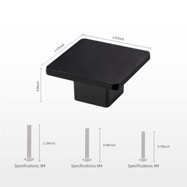 AOKENBAO 6-Pack Black Square Cabinet Knob Black Dresser Knob Square Color Square Cabinet Knob Cabinet Knob Modern Drawer Knob Black Knob (High End Black Salt Spray Test Neutral 500-1000 Hours)