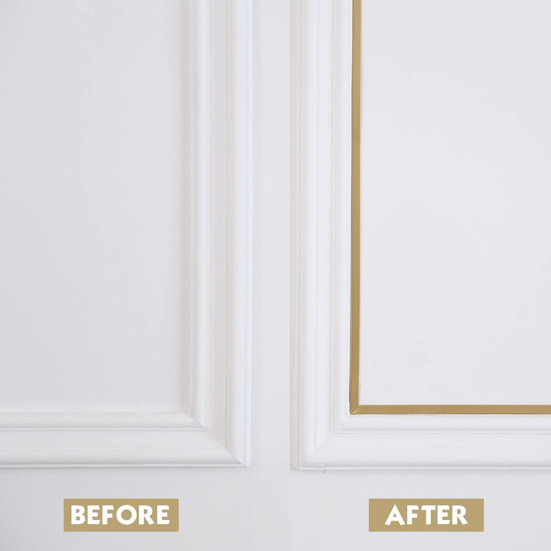 Matte Gold Molding Trim Peel and Stick, Flexible Mirror Border