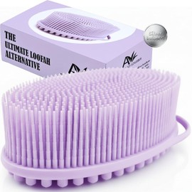 Avilana Silver Edition - Cepillo de ducha de silicona con infusión de iones de plata, probado por ISO, de doble cara, se mantiene fresco durante más tiempo, certificado por SGS, suave exfoliante piel