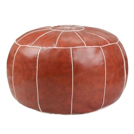 zefen Decorative Pouf Foot Stool Round Unstuffed Leather Ottoman Cushion Storage seat or for Resting Your Feet on, Floor Chair Foot Living Room Bedroom Kids Room and Wedding (Rust)