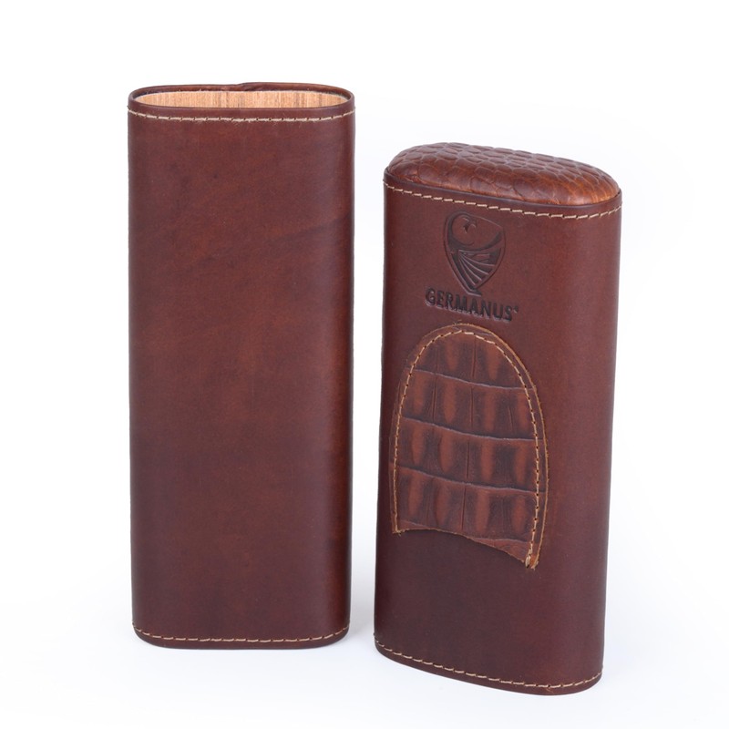 GERMANUS Cigar Case Leather Brown Cow II