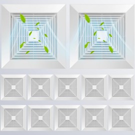 Baquler 12 Pcs Exhaust Bathroom Fan Cover Bathroom Ceiling Grille with Springs Plastic Replacement Vent Fan Fits Models 663 670 671 675 688 689 Ventilation Plastic Cover White (9.6 x 9.6'')