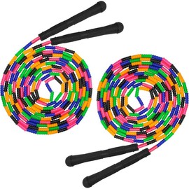 16 FT Long Jump Rope(2 PACK), Double Dutch Jump Ropes, Soft Beaded Skipping for Kids Adults, Plastic Segmented Long Enough for 4-5 Jumpers - Color: Black