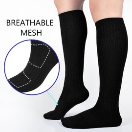 3 Pairs Boys Soccer Socks Kids Football Socks Girls Knee High Socks Baseball Softball Athletic Sports Tube Stockings Kids (Black, S)