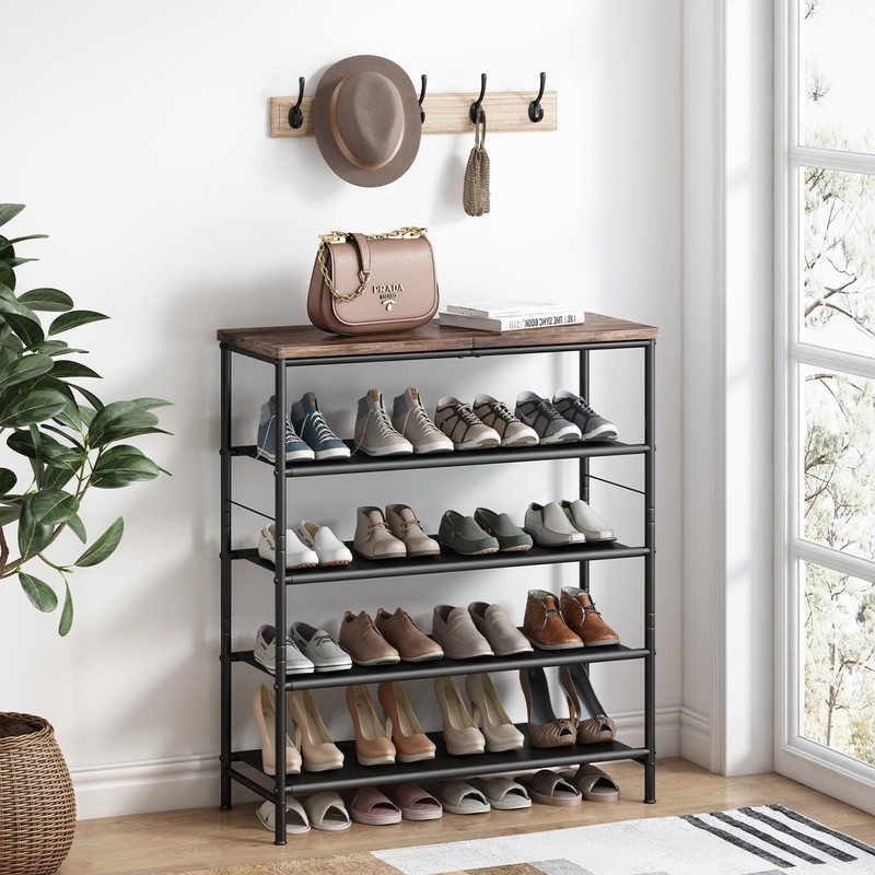 INGIORDAR Shoe Rack Organizer 5 Tier Metal Organizer Shelf with