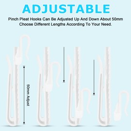 120 Pcs Adjustable Curtain Hooks Curtain Pleat Hooks Plastic Pinch Pleat Curtain Hooks Clips Ratchet System Pinch Pleated Curtain Drapery Pin Hook for Window Curtain Door Curtain Shower Curtain