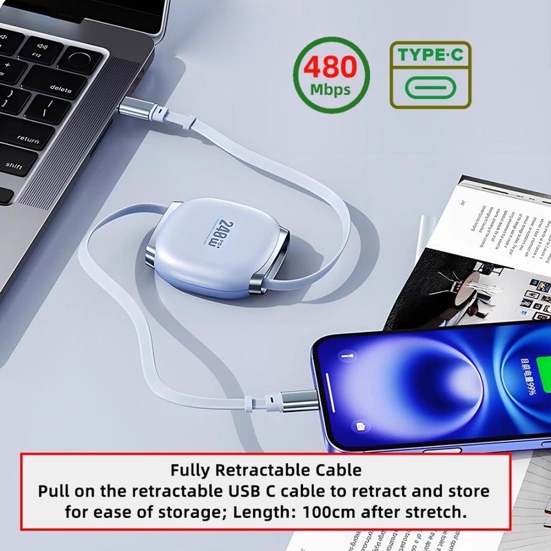 chenyang USB C Retractable Charging Cable, 4 Fixed Lengths USB