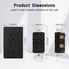 ThunderWay GFCI Outlet 20 Amp, LED Indicator, Tamper-Resistant, Weather Resistant Receptacle Indoor or Outdoor Use, Ground Fault Circuit Interrupter, Wallplate Included, ETL Listed, Matte Black, 5Pack