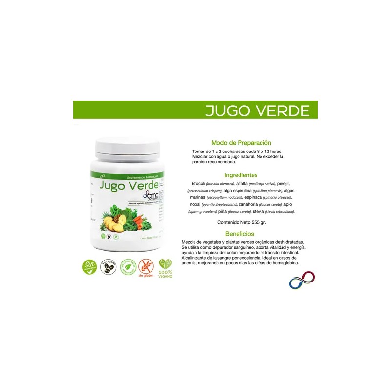 Jugo Verde en Polvo CMC 555g Suplemento de Vegetales Orgánicos