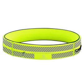 FlipBelt Classic Running Belt for Phone and Small Accessories, Exercise Waist Pouch for Women and Men, XS, Reflective Neon Yellow