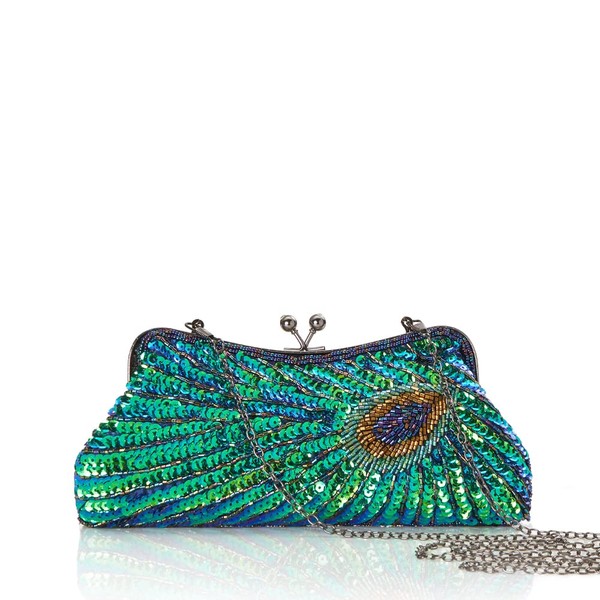 BABEYOND Vintage Flapper Peacock Clutch Gatsby Sequined Evening Handbag 1920s