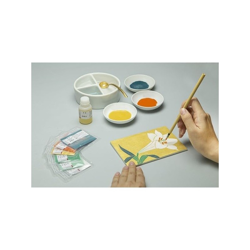 Nakagawa Gofun Paint for Nihonga Japanese Painting Experience Kit, Lily