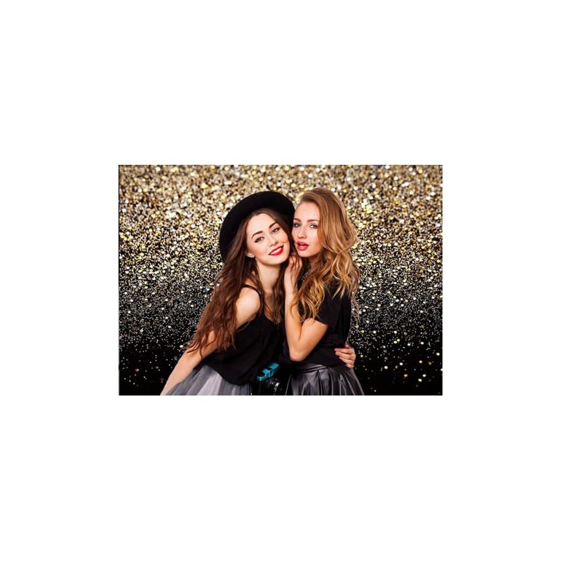 RUINI Black Gold Glitter Sequin Spot Backdrops (Not Glitter) Starry
