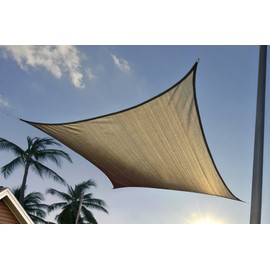 ShelterLogic 222 Outdoor Heavyweight Square Sun Shade Sail, 16' x 16', Sand