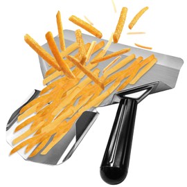 HARSKIYER French Fry Scoop, Stainless Steel French Fry Spatula, Quick Fill Tool for French Fries, Dried Nuts, Popcorn and Snacks (Right Handle)