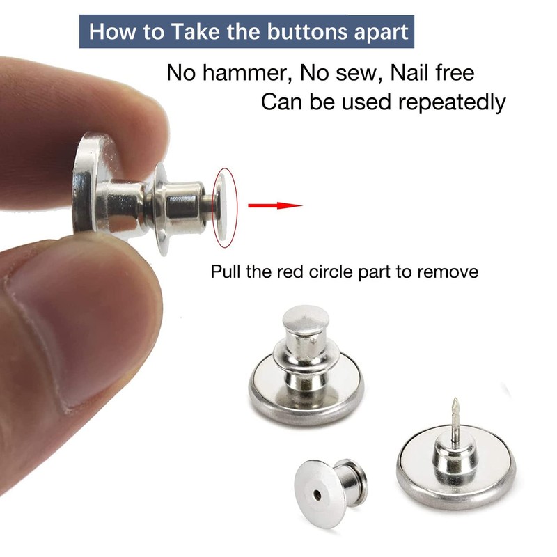 ZENGLU 8 Sets Jean Buttons pins No Sew Instant 17mm