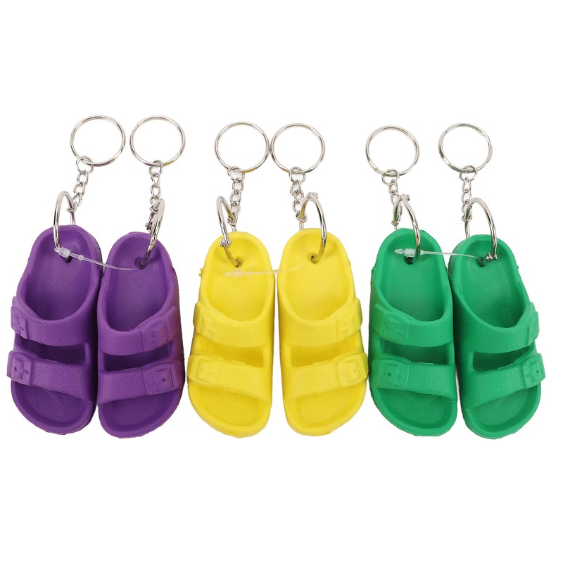 3 Pairs Slipper Keychain Silicone Multifunctional Key Chain Key Ring