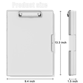 Hnogri Clipboard with Storage, Folder Nursing Clipboards Side Opening, Heavy Duty Clipboard with Dual Compartment Storage Box, Smooth Writing for Work, Office Supplies, School Supplies(White)