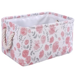 MZIMIK Rectangular Storage Basket Collapsible Organizer Bin Thick Toy Box for Organizing Home/Dorm/Kitchen/Pet/Office/Closet/Shelf/Gift Baskets(Rose)