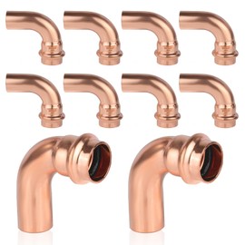 (Pack of 10) GUOFIS Copper Press LF Street Elbow Fittings,3/4" FTG x 3/4" Press-fit 90 Degree Elbow for Copper Pipe Connect(PRESS035)