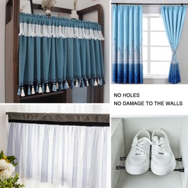 4 Pcs Tension Rod, Goowin Tension Curtain Rod, No Drilling Spring Rod, Rustproof Small Tension Rod, Rustproof Closet Spring Tension Rods for Window, Doorway, Cupboard (Black, 24-43 inch)