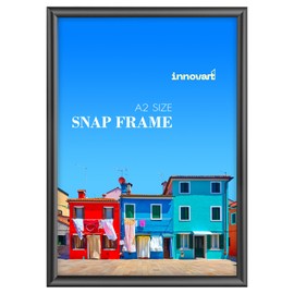 INNOVART Black Aluminum Snap Frame for Poster 16” x 24”, Front Load Snap Frame Poster with PVC Protective Film for A2 Size, Metal Picture Frame Wall Mounting, Easy Open Aluminum Display Profile