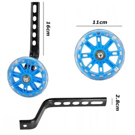 1 Pair Bike Training Wheels with Durable Material, Portable Kids Bike Stabilisers, Mute Flash Bicycle Wheels, Adjustable Training Wheels, Suitable for Kids Bike Beginners（Blue)