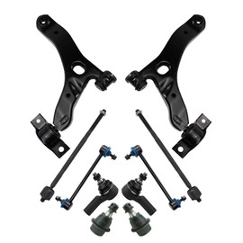 TRQ Front Steering & Suspension Kit Ball Joint Control Arm Sway Bar Stabilizer Link Tie Rod Compatible with 2010-2013 Ford Transit Connect
