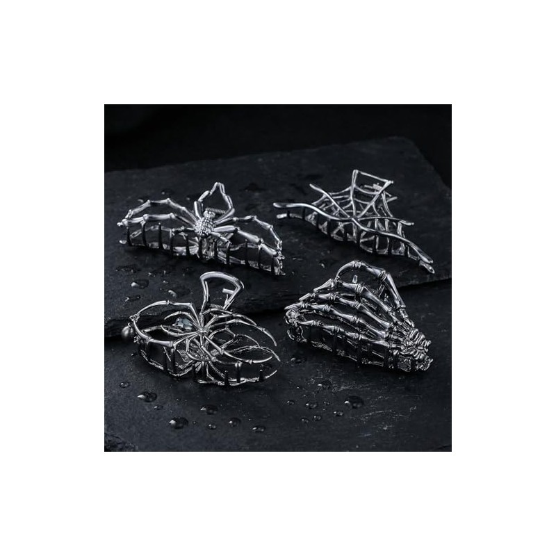 4 Piezas Pinzas Para Cabello Estilo Punk Con Strass, Diseños