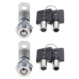 DRELD Set of 2 Tubular Cam Lock 17 mm Tubular Cam Lock Pipe Cam Lock Threaded Cam Lock with 4 Keys for Door Drawer Cabinet Mailbox (Open Each Other)