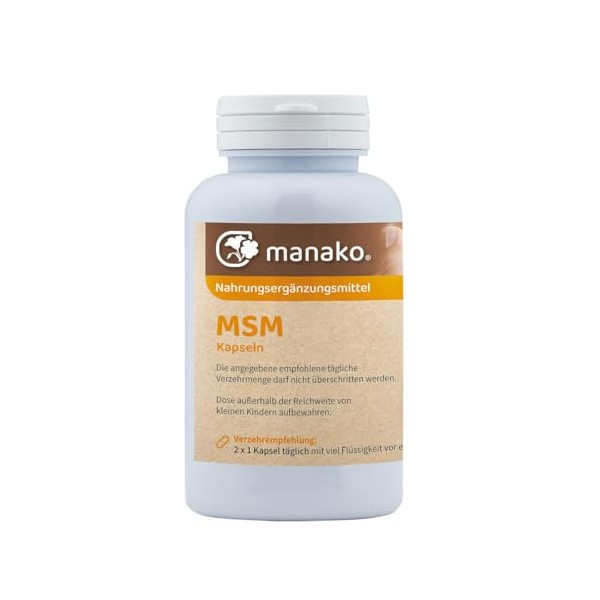 manako MSM (Methylsulfonylmethane) Human Capsules, Pack of 120, 84 g