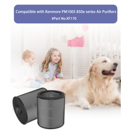 KF170 Replacement Filter Compatible with Kenmore PM1005 850e series Air Purifier, Part No. KF170, 2 Pack H13 HEPA with Efficient Activated Carbon Filters