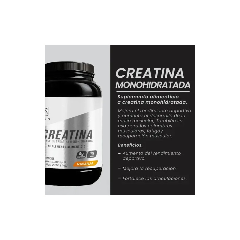 Creatina Monohidratada En Polvo Psn 1kg Sabores Naranja