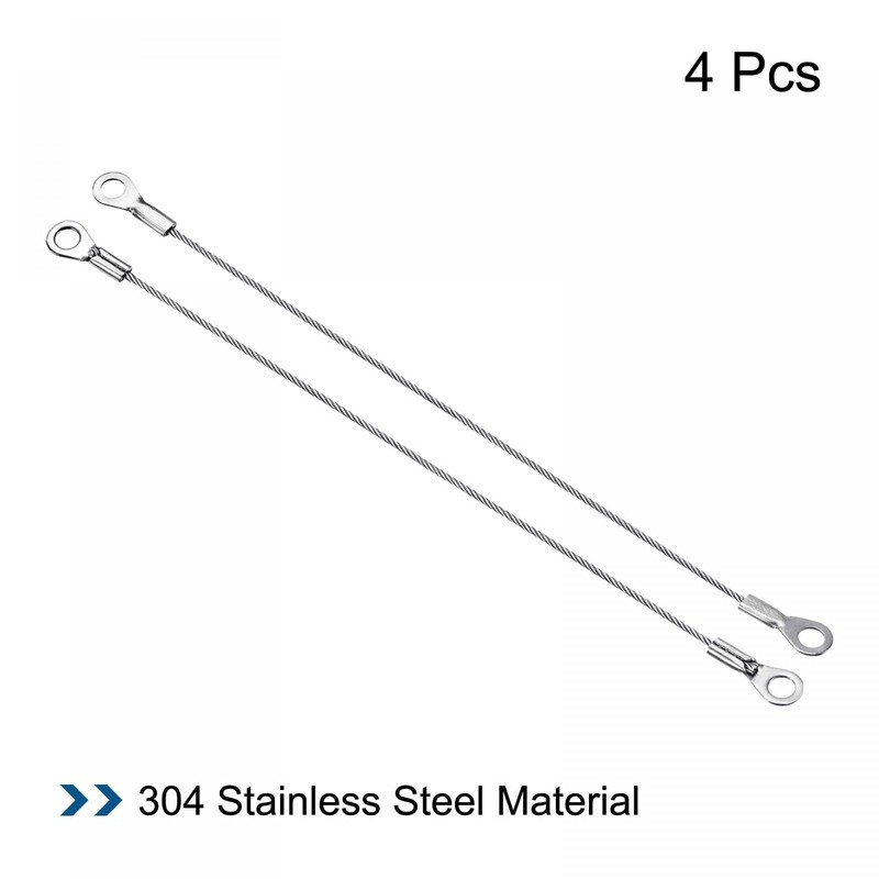 PATIKIL 4pcs Stainless Steel Strap Cable 1.5mm x 20cm Eyelet