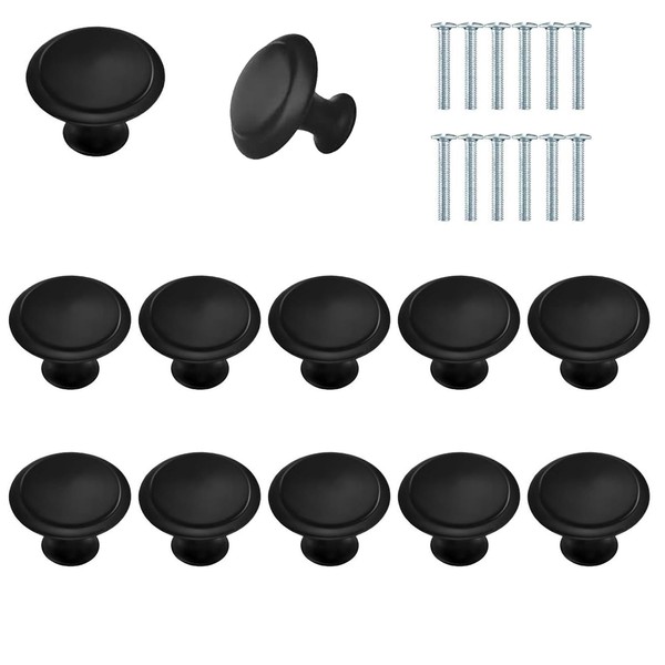 Parastar Pack of 12 Cabinet Knobs, 30 mm Round Furniture