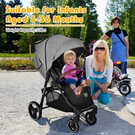 Unbranded High Landscape Baby Stroller Folding Pushchair w/ Footmuff & Expandable Canopy
