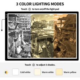 PICOVISTA A1 Large Light Pad for Diamond Painting,LED Tracing Light Box with 3 Color Modes and Adjustable Brightness,Battery Powered Light Board for Weeding Vinyl,Drawing,Sketching,Artists