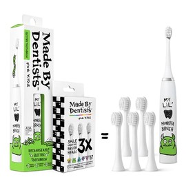 Made by Dentists Cepillo De Dientes Eléctrico Para Niños: Recargable, Vibrador Y Con Temporizador. Incluye 6 Cabezales De Repuesto. Limpia Los Dientes Con Suavidad. Ideal Para Niños Y Niñas A Partir D