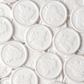 JAGERGREEN Wax Seal Stickers for Wedding Invitation, 24 Pcs White Self Adhesive Sealing Wax Sticker, Envelope Seal Stickers with Olive Branch Pattern for Envelopes Sealer, Gifts Wrapping, Christmas