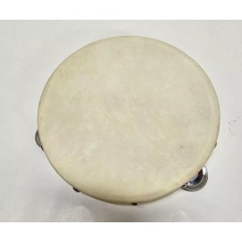 AP HAND MADE 8" WOOD FRAME TAMBOURINE w/CALF SKIN HEAD SINGLE ROW OF JINGLES