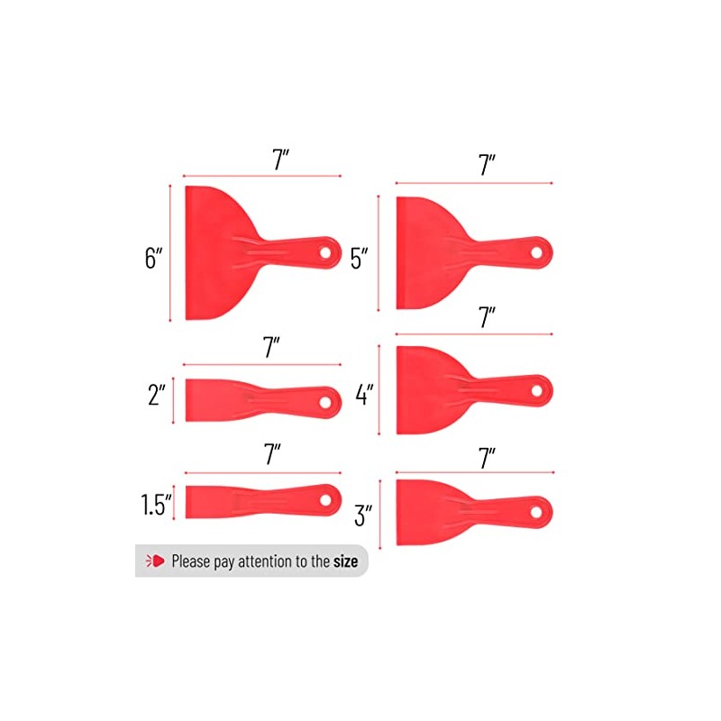 Bates 6 Pack Plastic Putty Knife Set - Paint Scraper,
