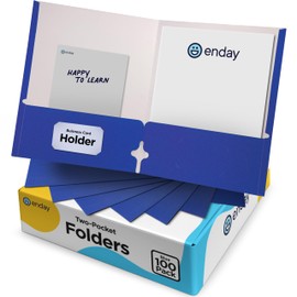 Enday Blue 2 Pocket Folders - Letter Size, 100 Pack File Folders with Pockets