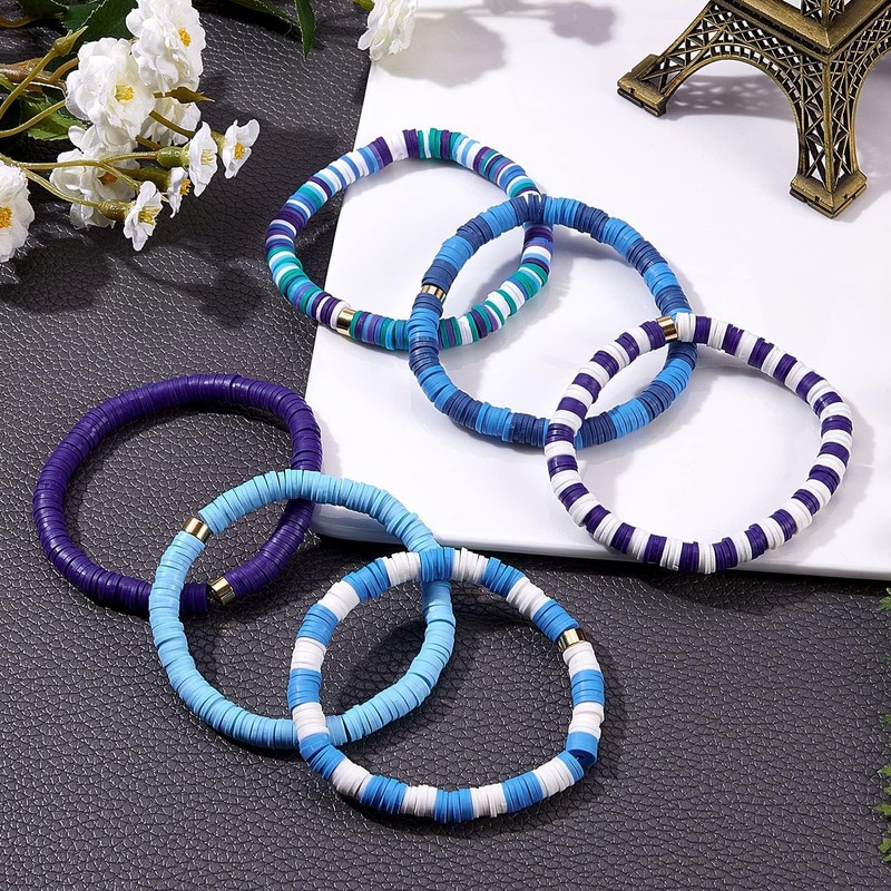 THRELE 3500pcs Blue Clay Beads for Bracelets Making 6mm Heishi