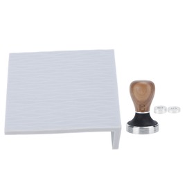 Silicone Coffee Tamper Mat Stainless Steel Coffee Tamper with 58mm Wood Tamper for Home Kitchen Gray