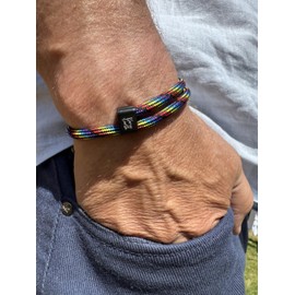 Karoo Earth Unisex Rope Bracelet | Adjustable Paracord Durable Waterproof Bracelet | Nautical Braided Surfer Bracelet (Rainbow)