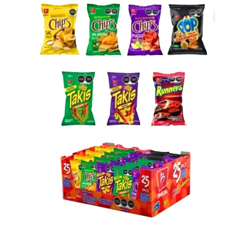 Takis Fuego Barcel variety 25 pack Chips Fuego, Takis Fuego